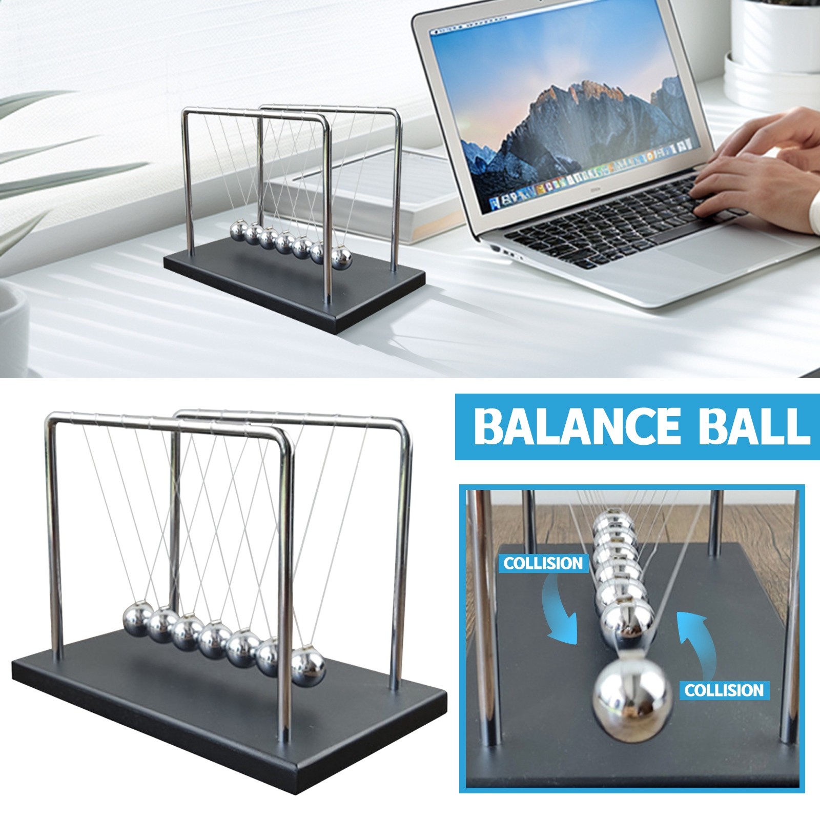 7 Balls Mechanic Curve Newton  - Newton Cradle Large reseña y precio
