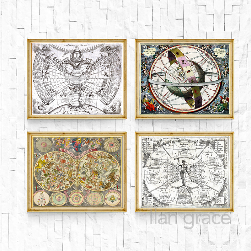 Vintage Astrological Star Char - Star Map Poster reseña y precio
