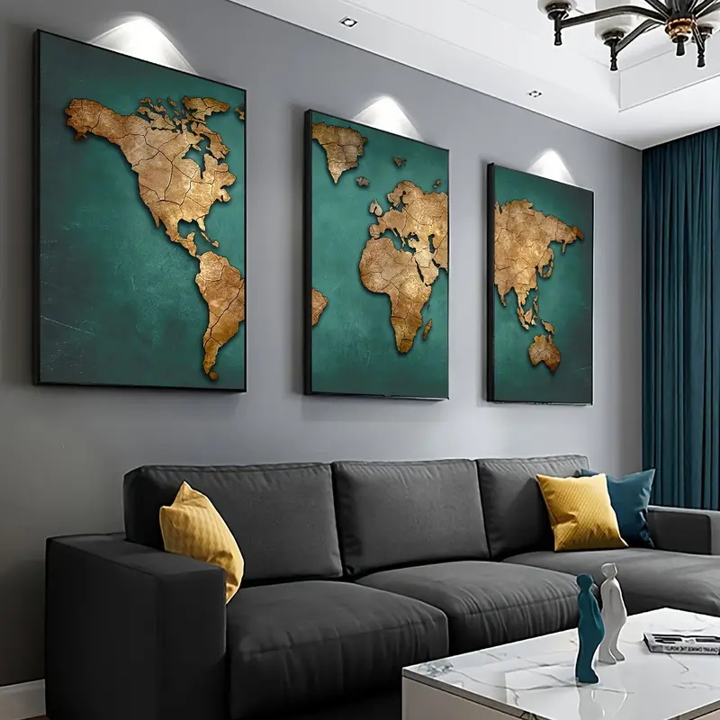 Retro World Map 3pcs/set Canva - Star Map Poster reseña y precio