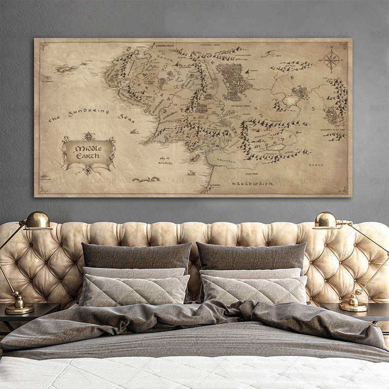 Retro The-Lord-of-Rings Map Po - Star Map Poster reseña y precio
