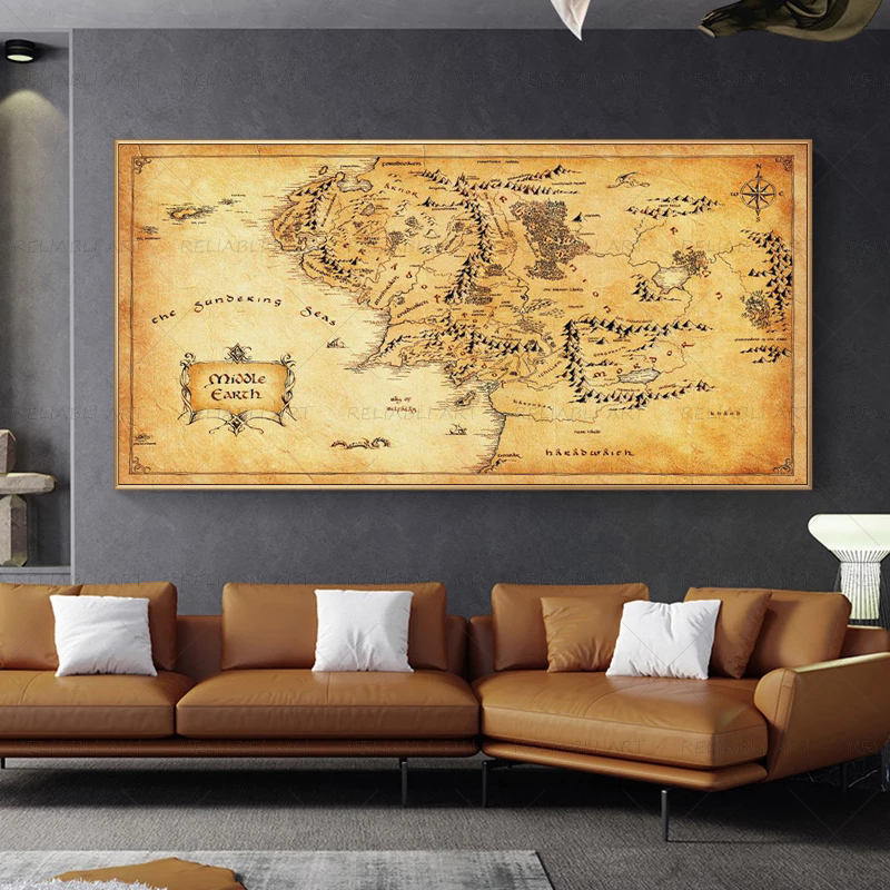 Retro The-Lord-of-Rings Map Po - Star Map Poster reseña y precio