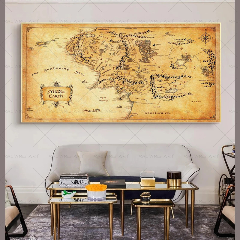 Retro The-Lord-of-Rings Map Po - Star Map Poster reseña y precio