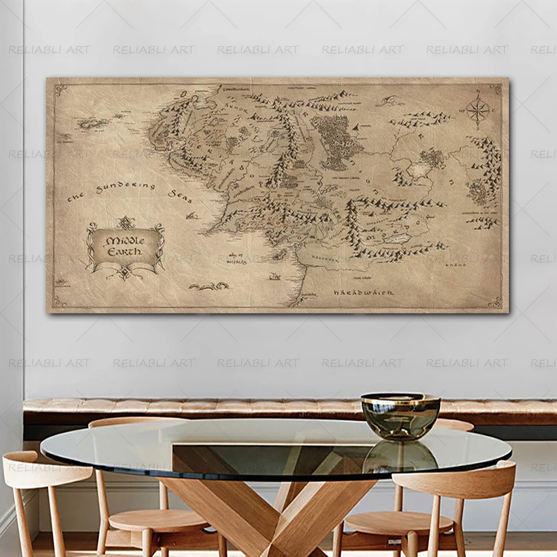 Retro The-Lord-of-Rings Map Po - Star Map Poster reseña y precio