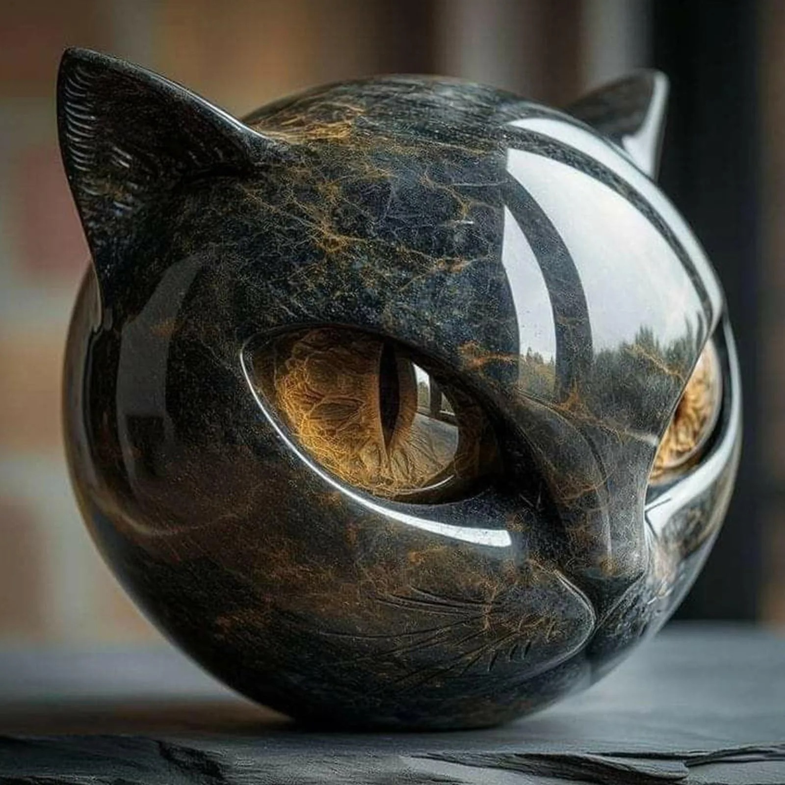 Decorative Black Cat Stone Fig - Newton Cradle Large reseña y precio