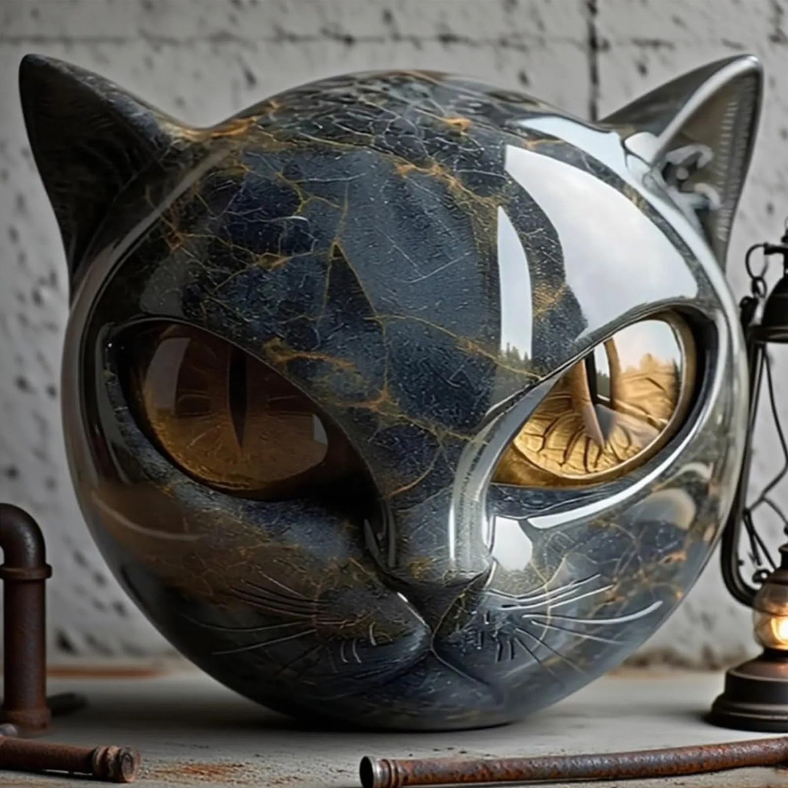 Decorative Black Cat Stone Fig - Newton Cradle Large reseña y precio