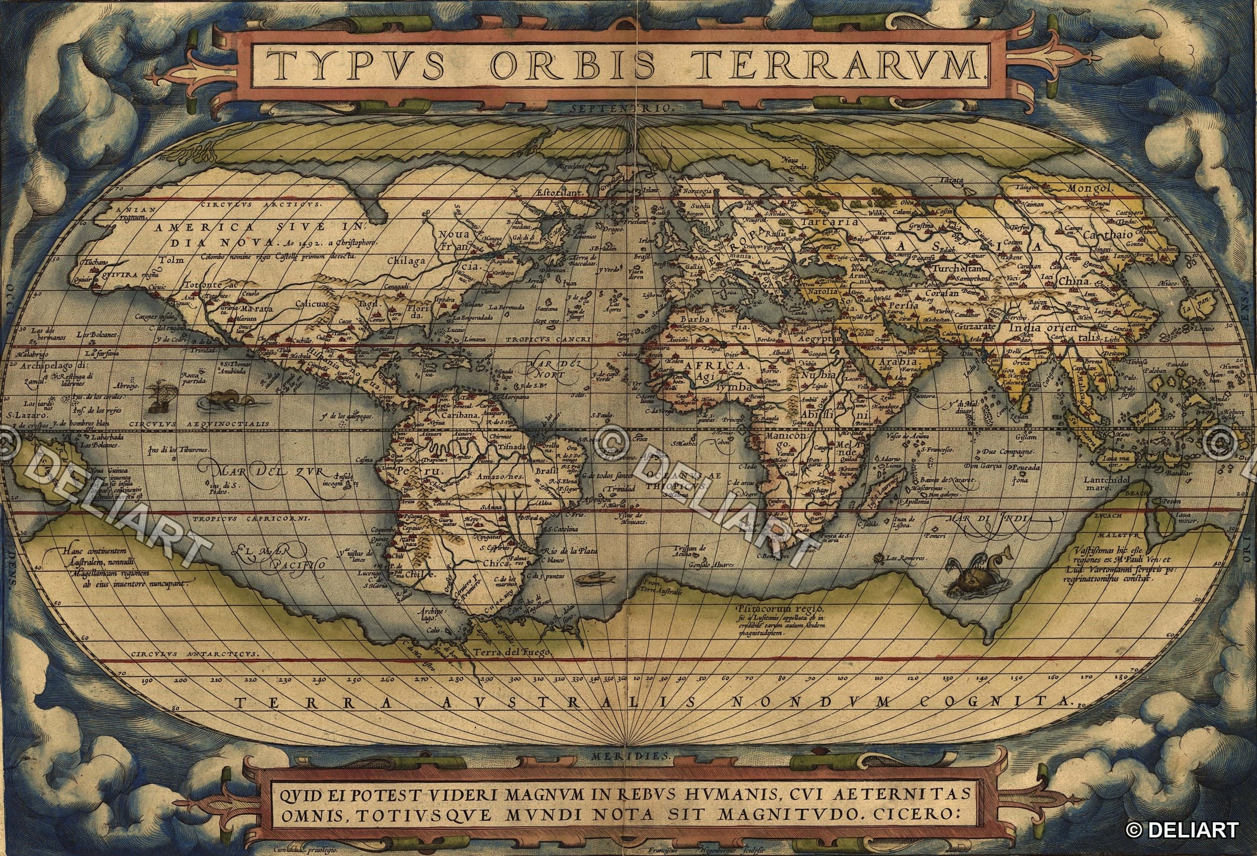 1570 Ortelius World Map Typus  - Star Map Poster reseña y precio