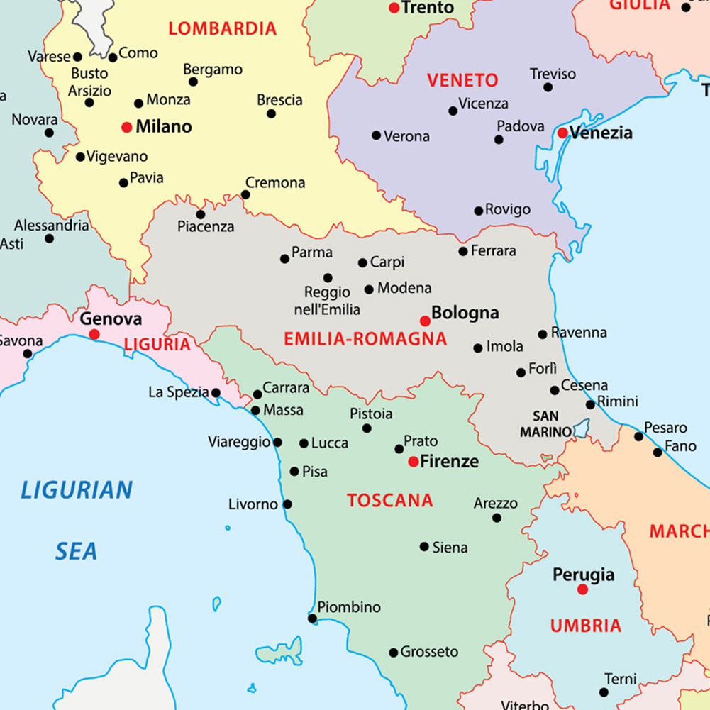 42*59cm In Italian Political M - Star Map Poster reseña y precio
