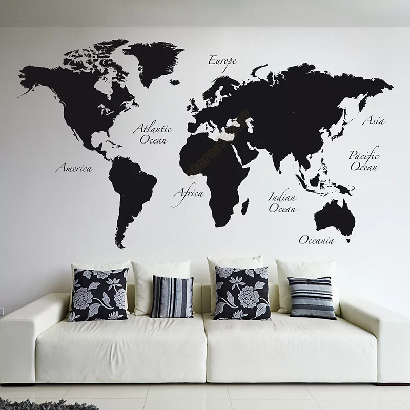 Large World Map Vinyl Wall Dec - Star Map Poster reseña y precio